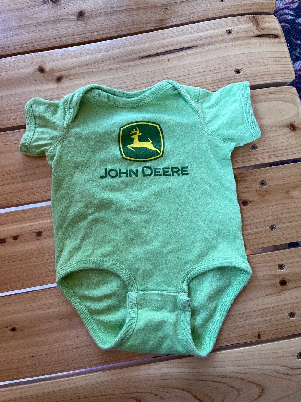 John Deere Lime Green Baby One-Piece Bodysuit with Logo